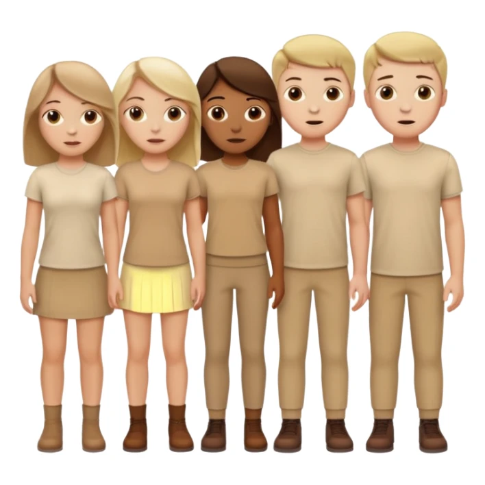 4 white girls and 2 white boys in beige clothes sticker