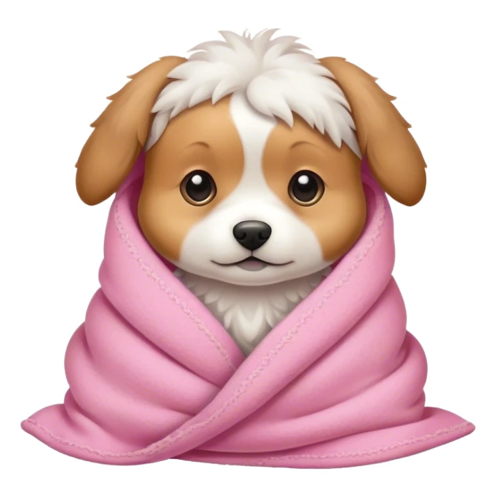 Dog wrapped in a comfy pink blanket sticker