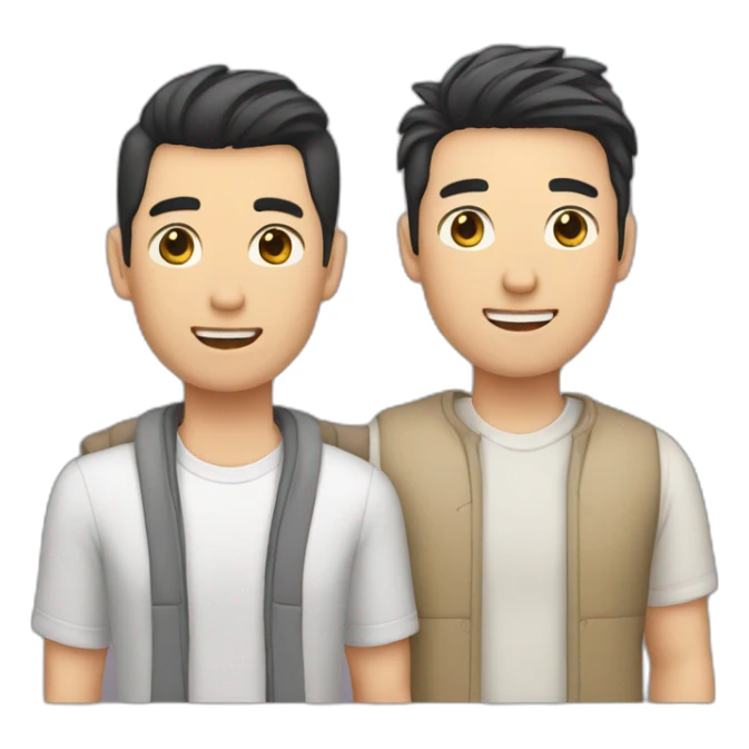 Gay couple one White man one Asian man sticker