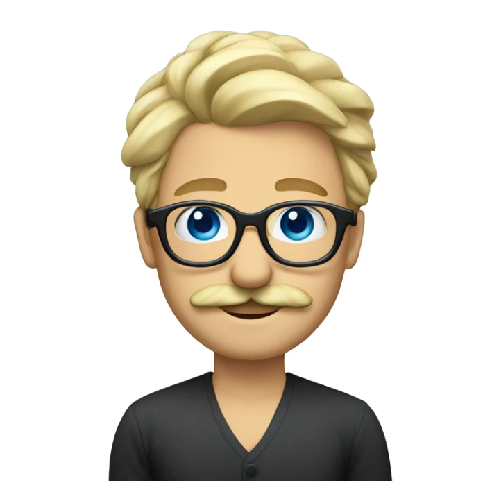 Blond, moustache, glasses and blue eyes sticker