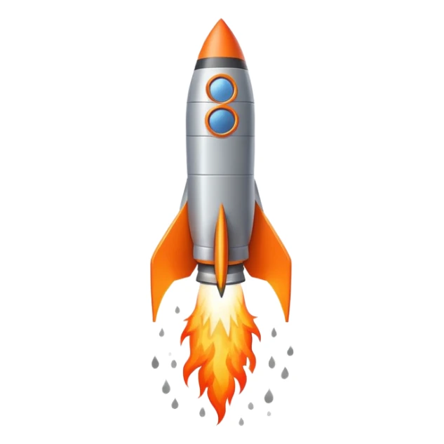 A rocket launching into space with flames and smoke coming out of the bottom sticker