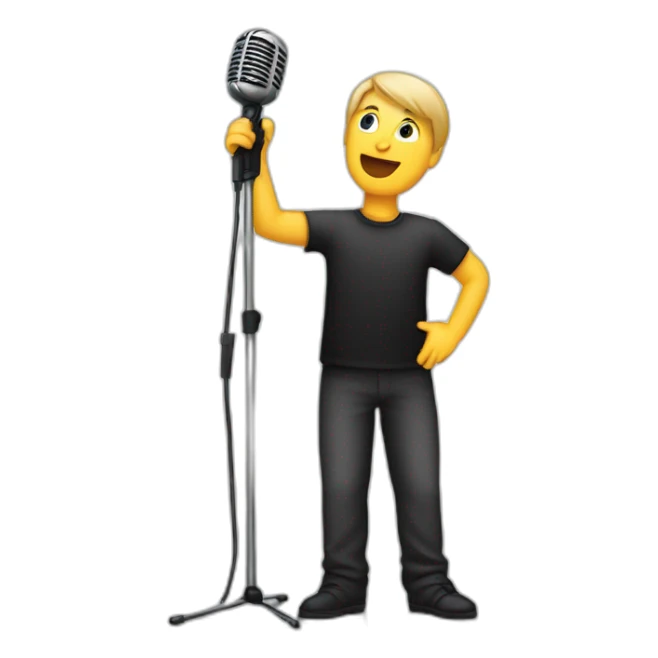 White Person on stage spotlight with microphone stand sticker