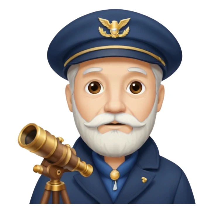 old sailor with a white beard and a telescope sticker