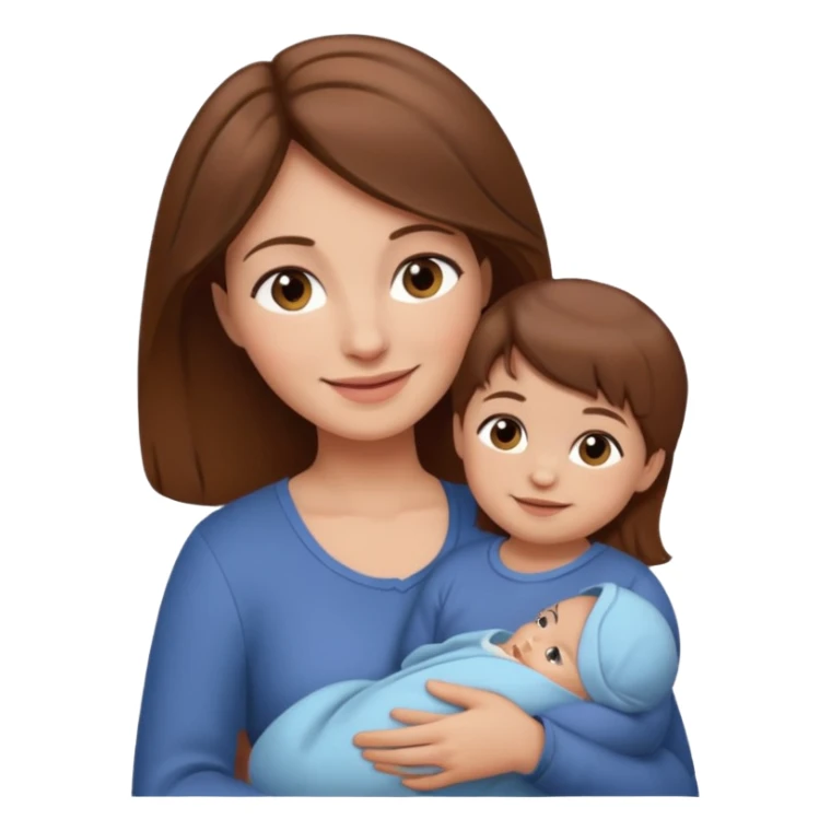Mother holding infant brown hair fair skin sticker