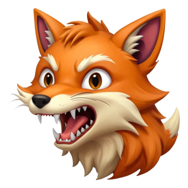 Monster Fox open scary mouth, scary teeth, side view sticker