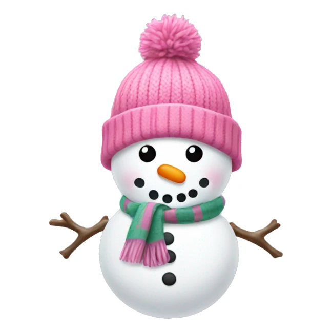 snowman with pink scarf and bobble hat sticker