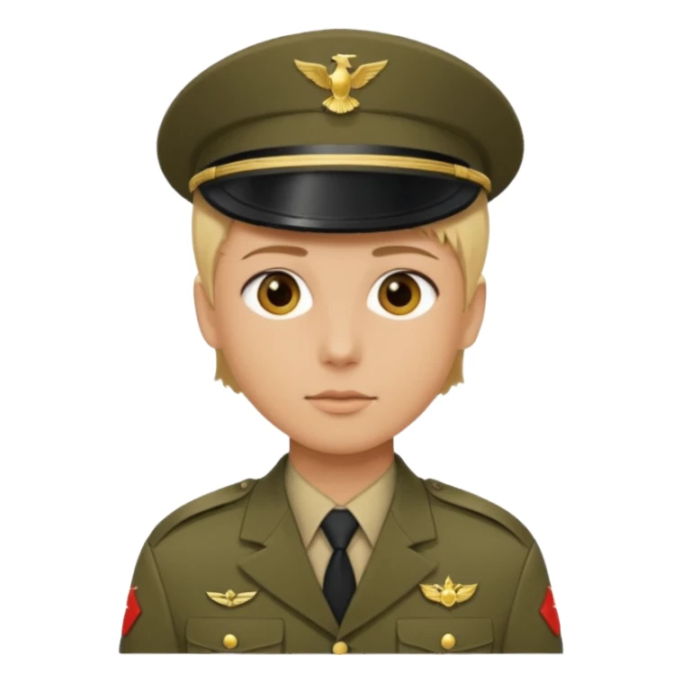 a soldier with short blonde hair sticker
