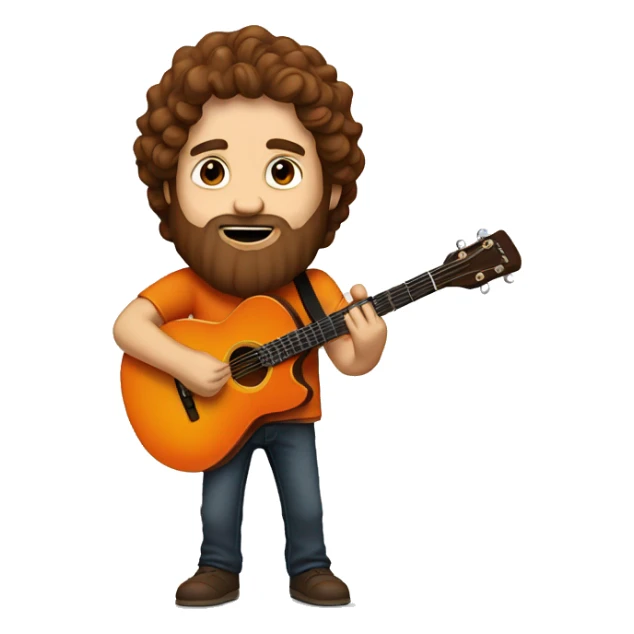 Man with brown hair and beard orange ibenez guitar sticker