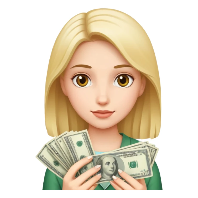 realistic portrait of a girl with money sticker