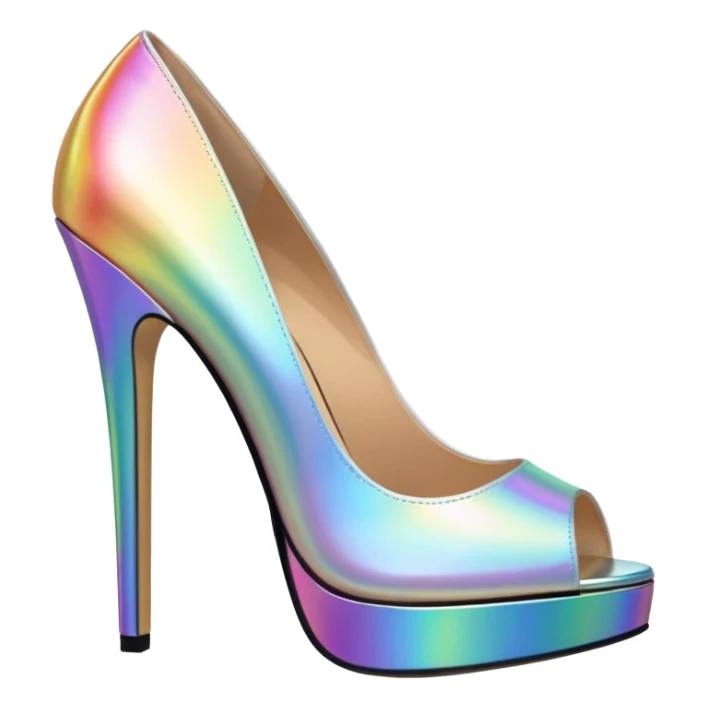 Holographic raindow open toe high heel pumps sticker