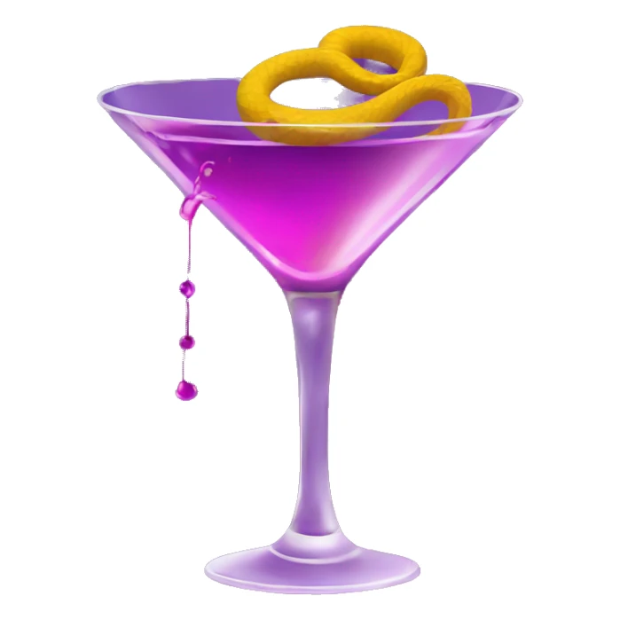 a snake coiling around a martini glass filled with purple-red liquid sticker