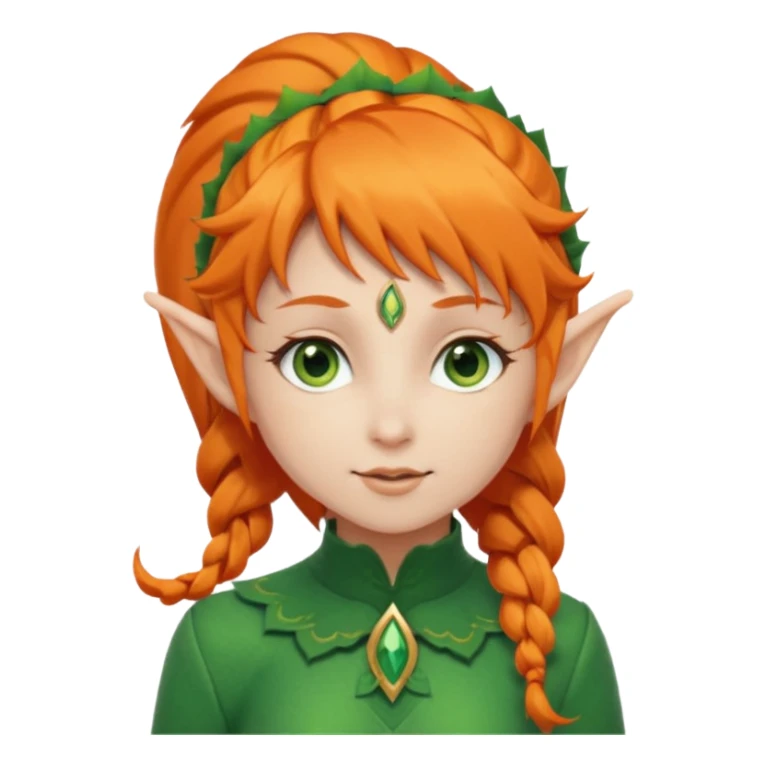Orange Haired Elf, Elf girl with orange ponytail hair sticker