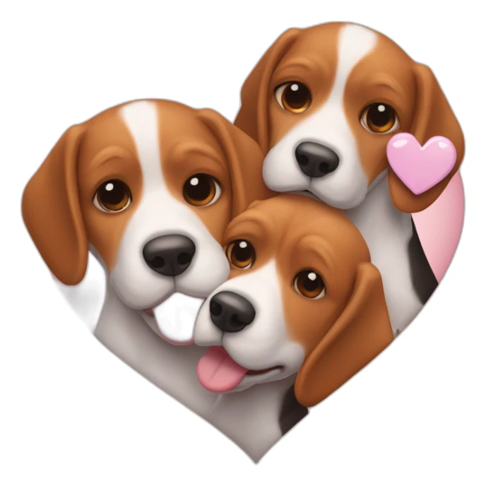 dos perros de raza Beagle apareándose con un fondo de un corazon sticker