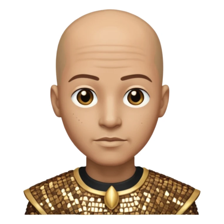 Imhotep from Universal Monsters with bald head, bronze sequin outfit  sticker