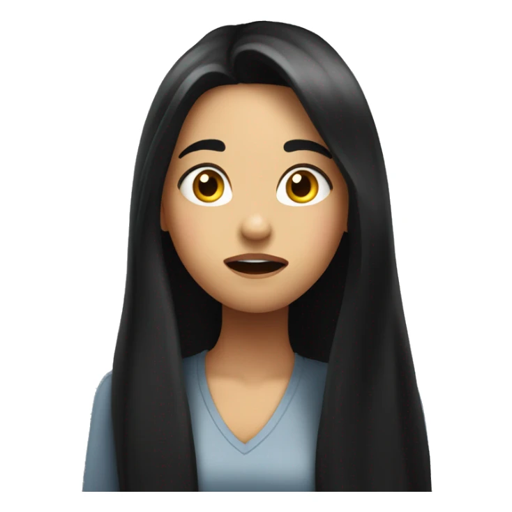girl with long black hair feeling amazed mind blowing expression  sticker