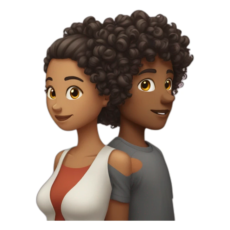 Curly girl and curly boy sticker