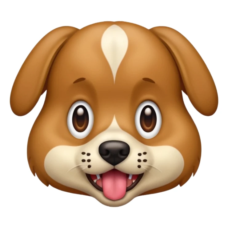 the dog sits at full height with a frightened face sticker