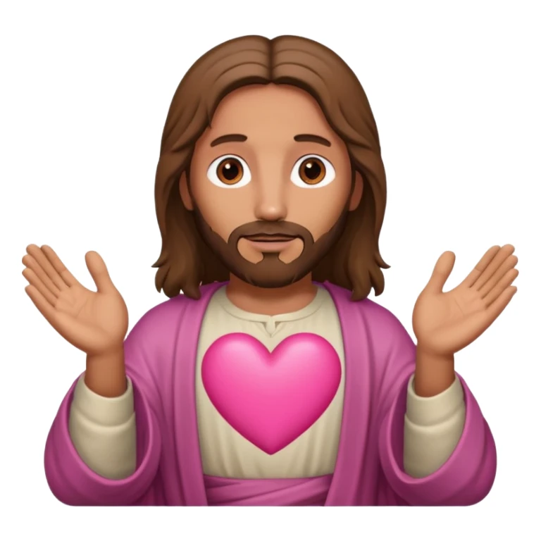 Jesus forming a pink heart shape with his hands sticker