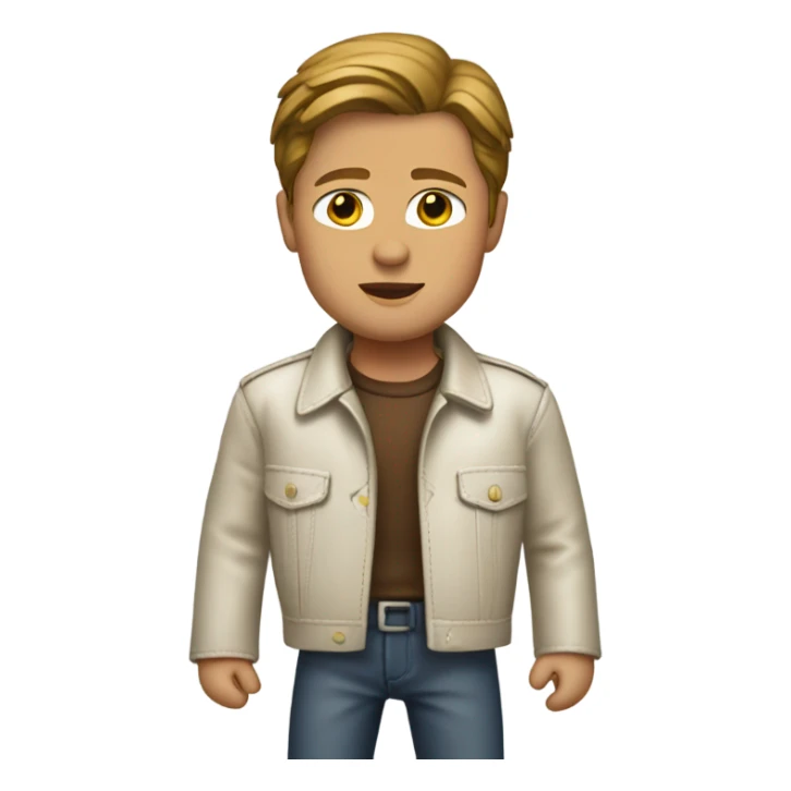 single young Brad Pitt in white shirt and brown leather jacket sticker