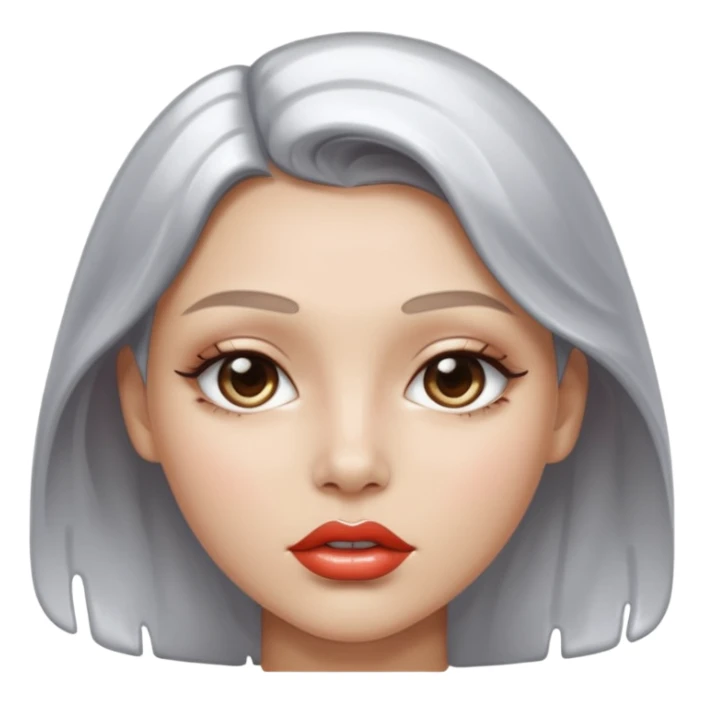 slightly parted lips, silver chrome material, glossy wet shine, seductive aesthetic sticker