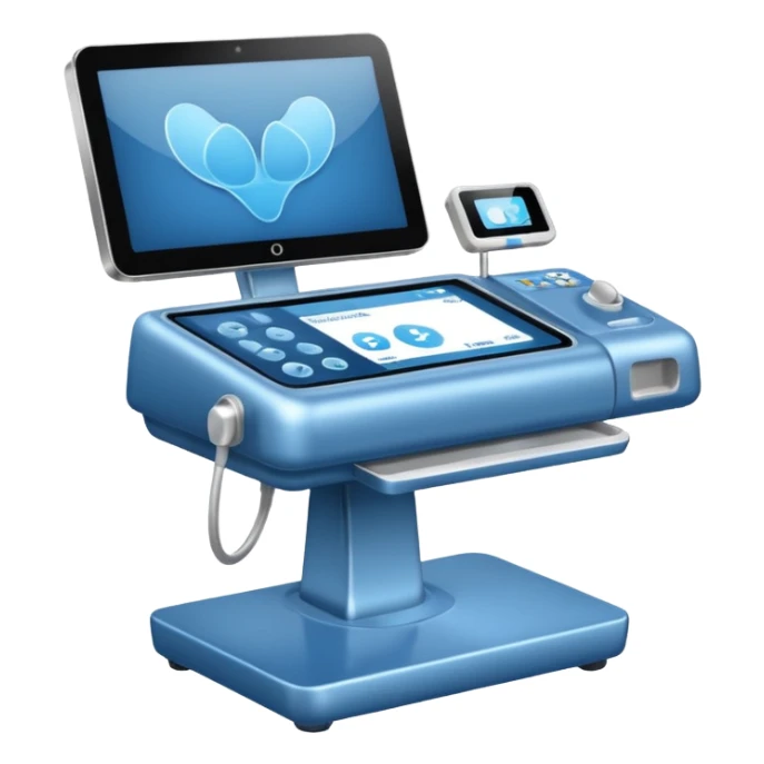 obstetric ultrasound machine, blue sticker