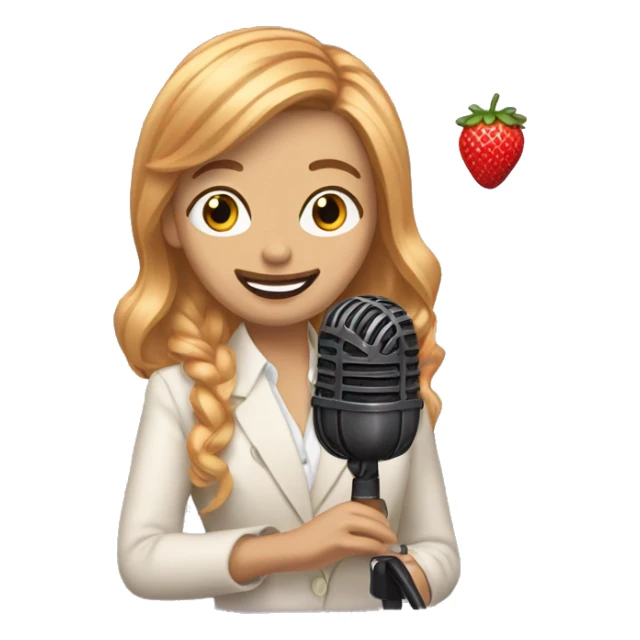 Podcast Host Emoji with microphone and strawberry blond hair sticker