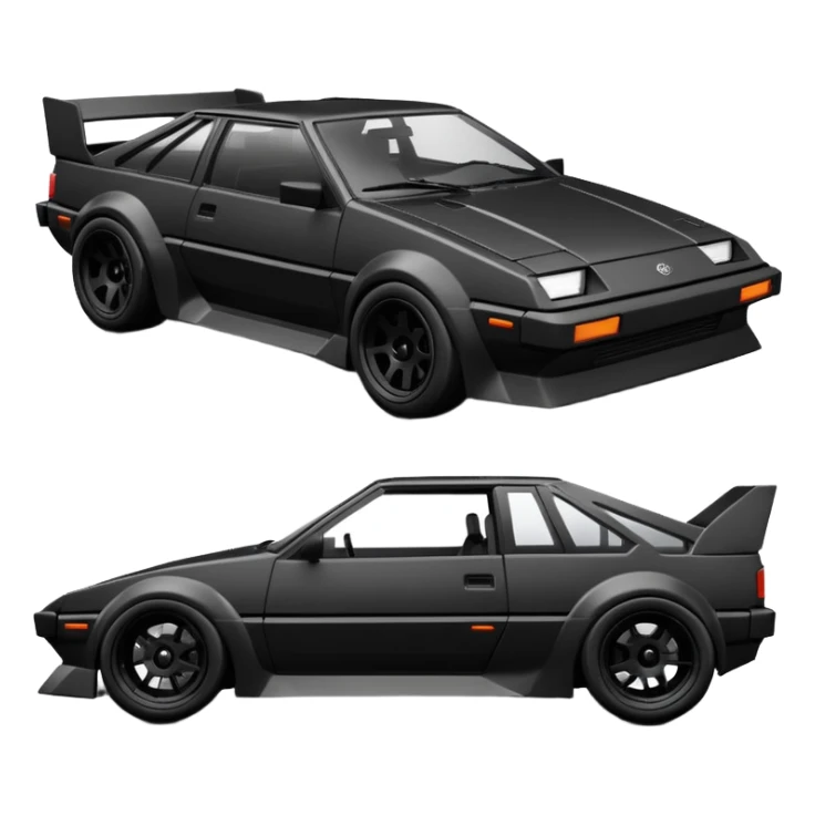  Venom’s aerodynamic opulent dark  futuristic concept loosely based on Toyota 1986 AE86 (flat long straight faceted mechanical body) lightweight stealthy street hot rod  sticker