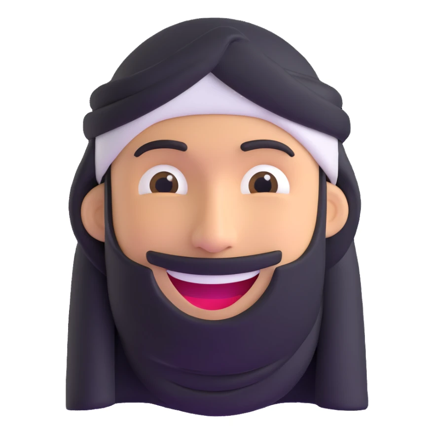 smile emoticon with a Arabic man head cover sticker