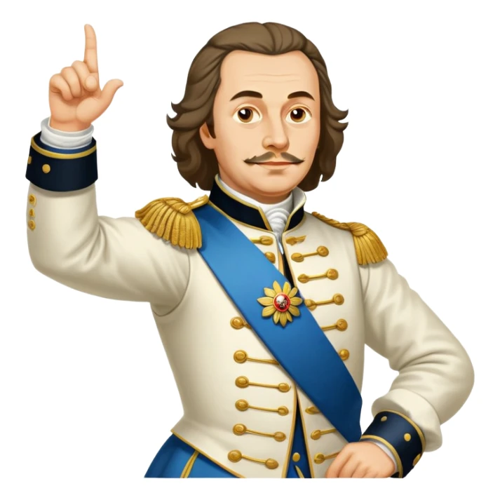 Peter the Great, Russian emperor, pointing to the right with his arm extended sticker