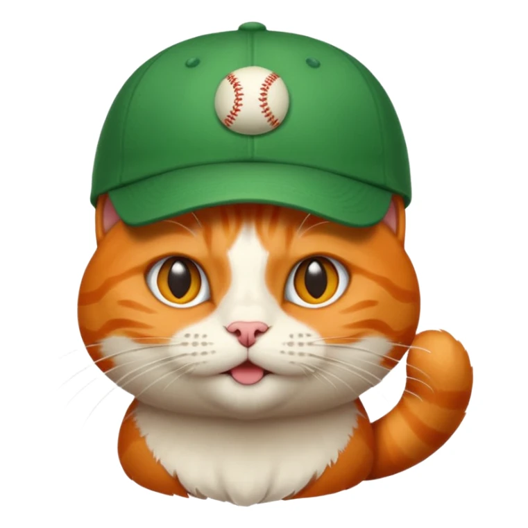 Cat in Green Cap – orange cat wearing a small baseball-style cap. sticker