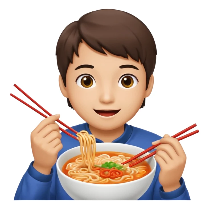 happy student eating ramyun sticker