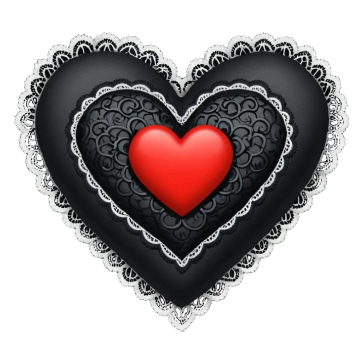 goth themed heart with a black lace pillow sticker