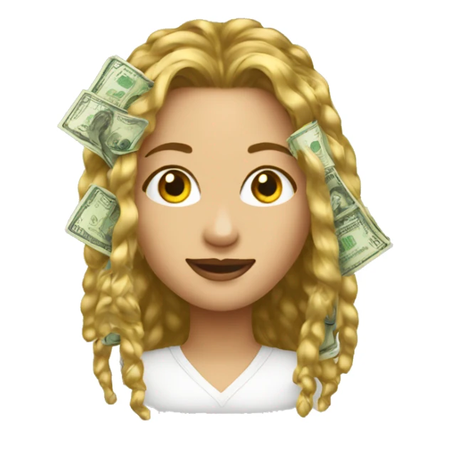 Girls hair made of money sticker