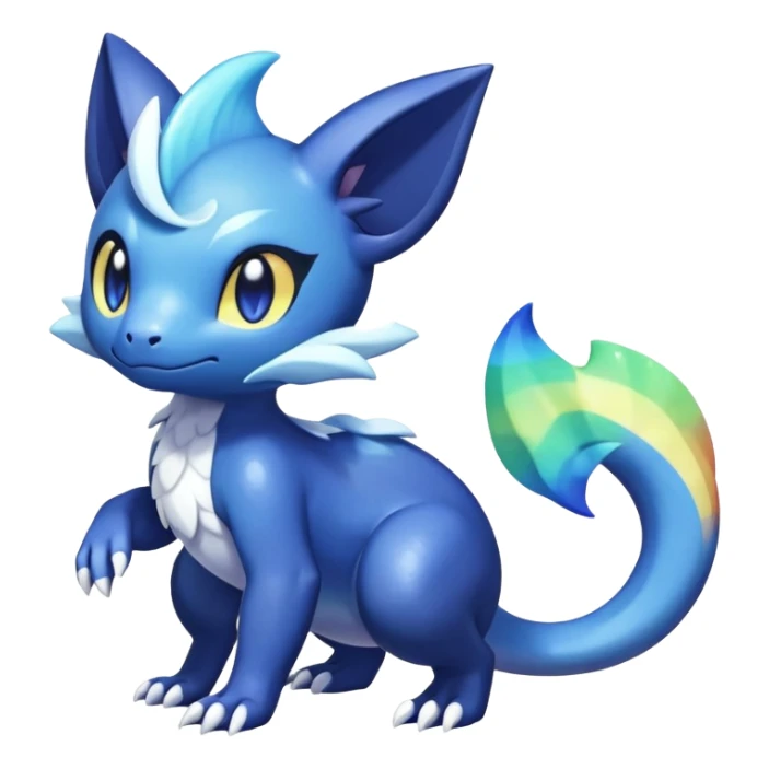 Rainbow crystal mix Shiny pastel Salandit-Meowstic-Noibat-Fakémon-hybrid-creature (full body)  sticker