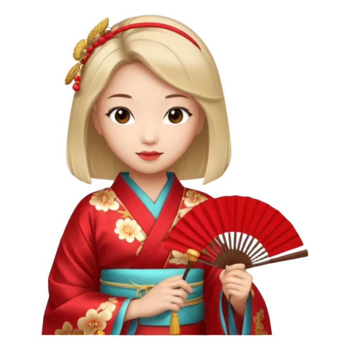 Kimono princess, red kimono with fan sticker