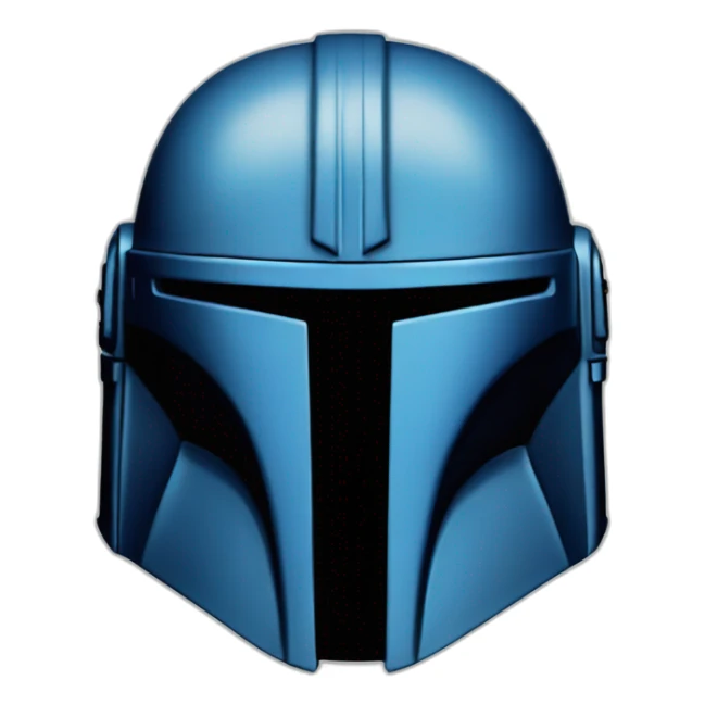 blue mandalorian helmet with black sticker