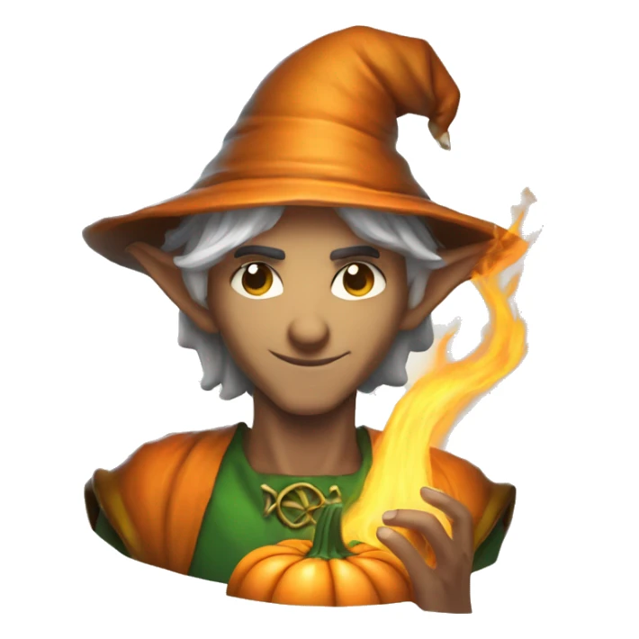 pumkin elf male casting a spell sticker