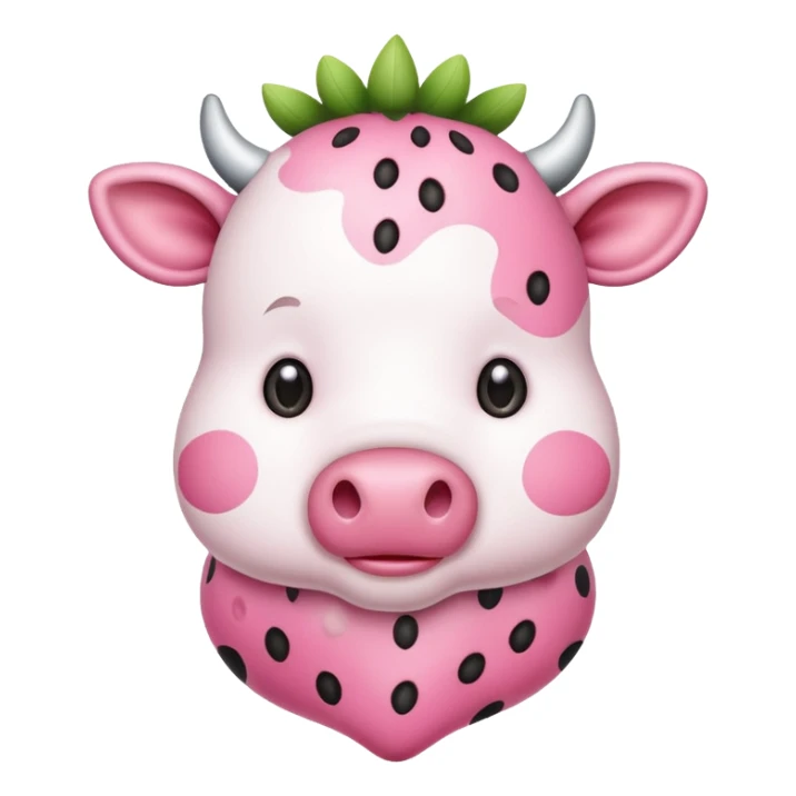 Very cute and pink strawberry cow  sticker