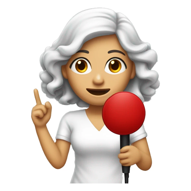 Mujer blanca de pelo rojo,lacio  y largo ,ojos Carmelitas cantando con micrófono en la mano sticker