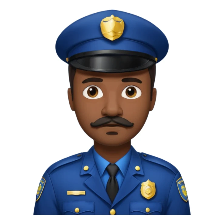 black men with mustache wear police's uniform sticker