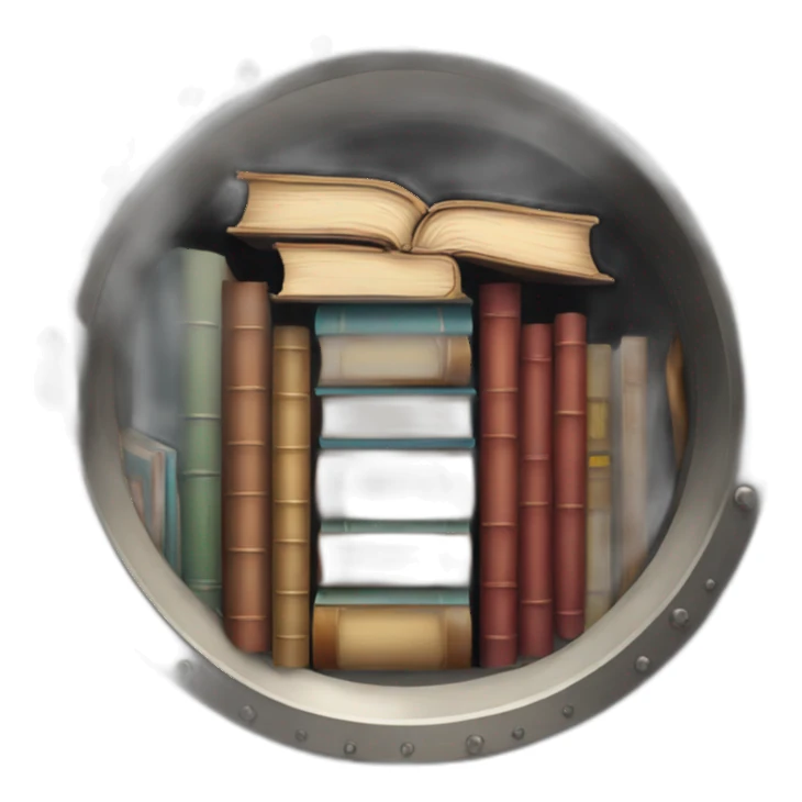 a vault with books trying to get out from it sticker