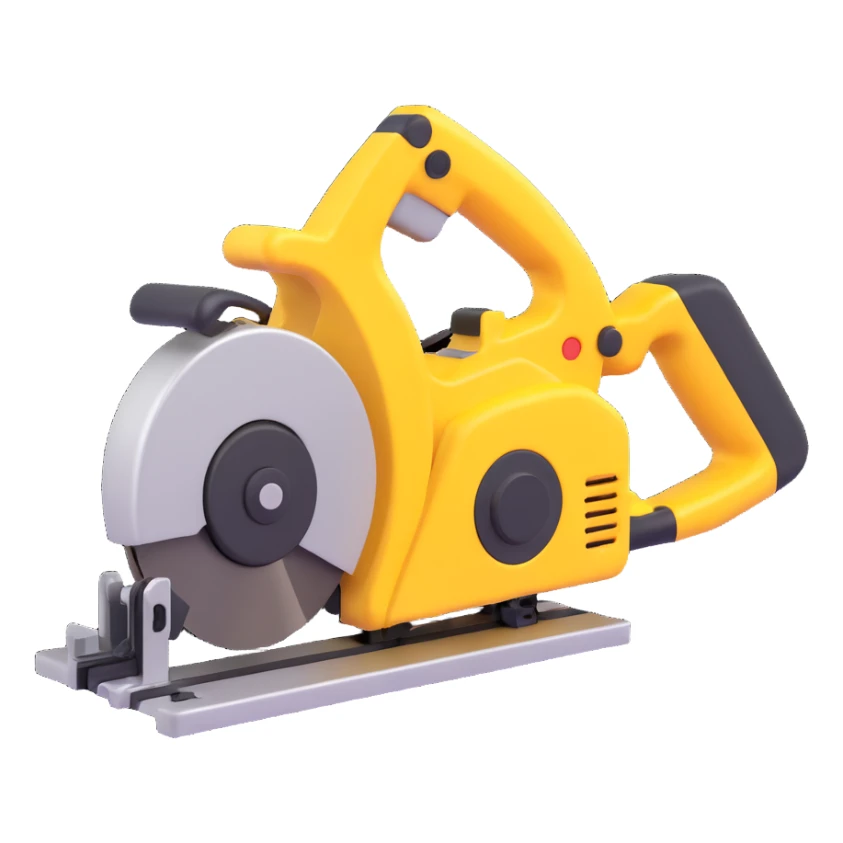 create a 3d Electric saws image using a combination of black and yellow colors sticker