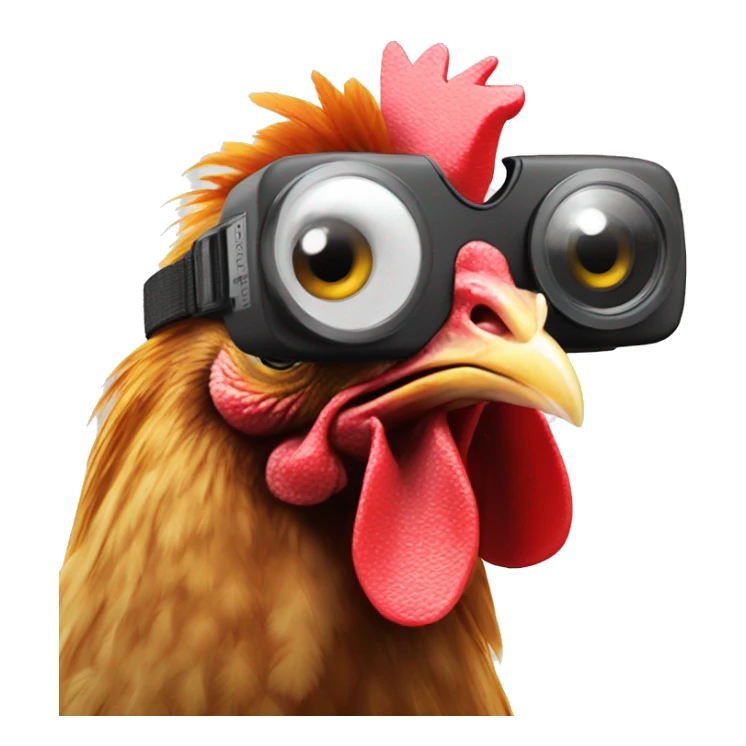 chicken with a gopro attached to head sticker
