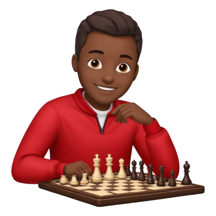 black man chess players in red outfits sticker