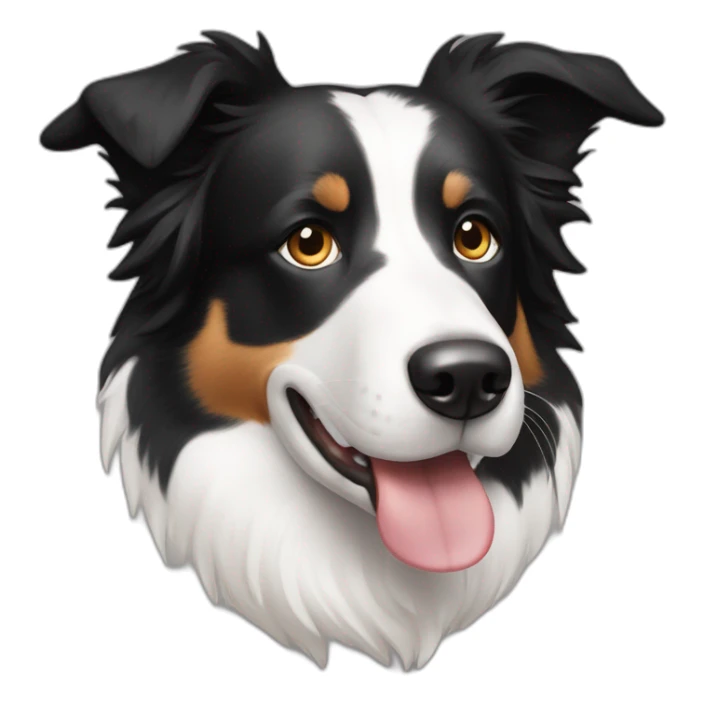 a border collie with asymetric white spot on his head between his eyes sticker