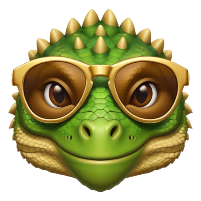 rich capitalist iguana head with golden glossy sunglasses sticker