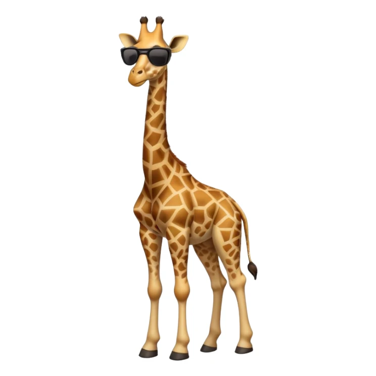 friendly anthropomorphised giraffe in casual clothing, wearing dark sunglasses, walking upright in standard pose sticker