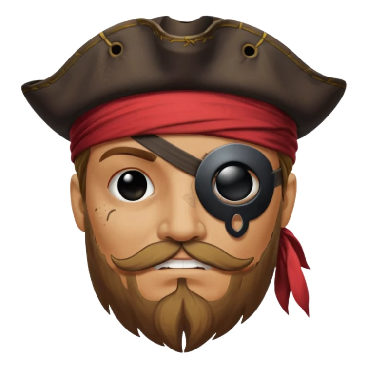 pirate with black eyepatch covering one eye and that eye not showing sticker