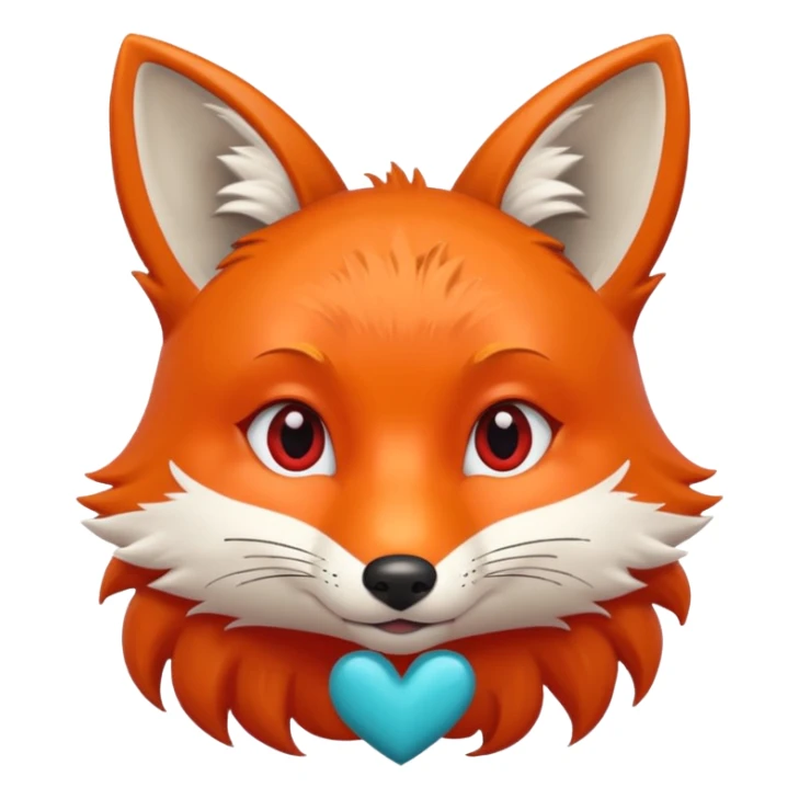 Zorrita con pestañas y un corazón rojo grande sticker