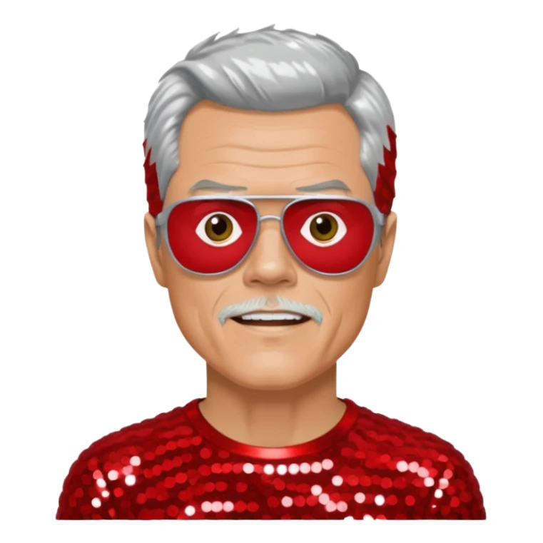 Johnny Knoxville from Jackass with silver hair, red sequin outfit sticker